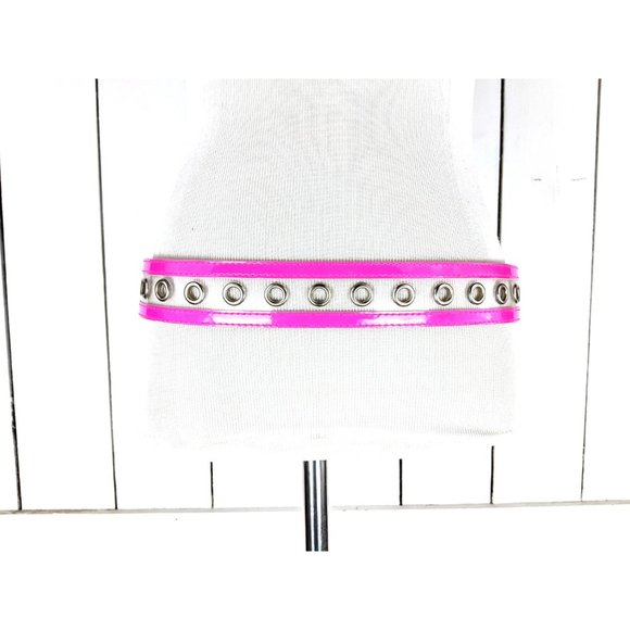 Hot florescent pink clear plastic wide patent leather belt - Picture 4 of 4